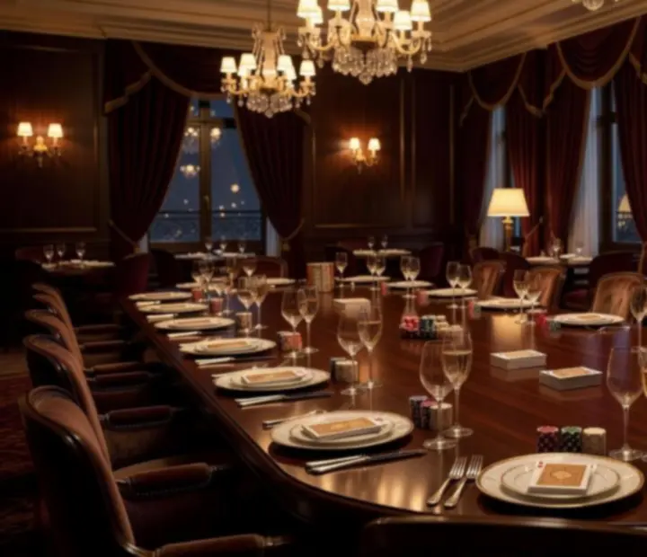 Salon privatisé pour un événement chic avec table dressée et ambiance feutrée