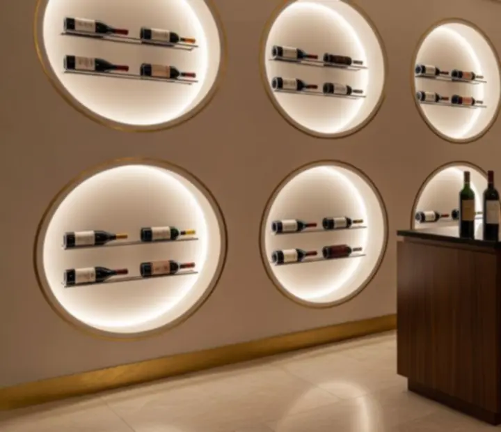 Cave à vins premium avec bouteilles soigneusement alignées