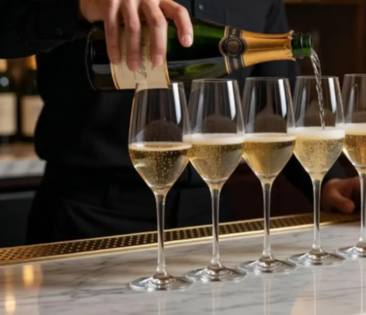 Sélection de bouteilles de vin et de champagne dans une cave élégante